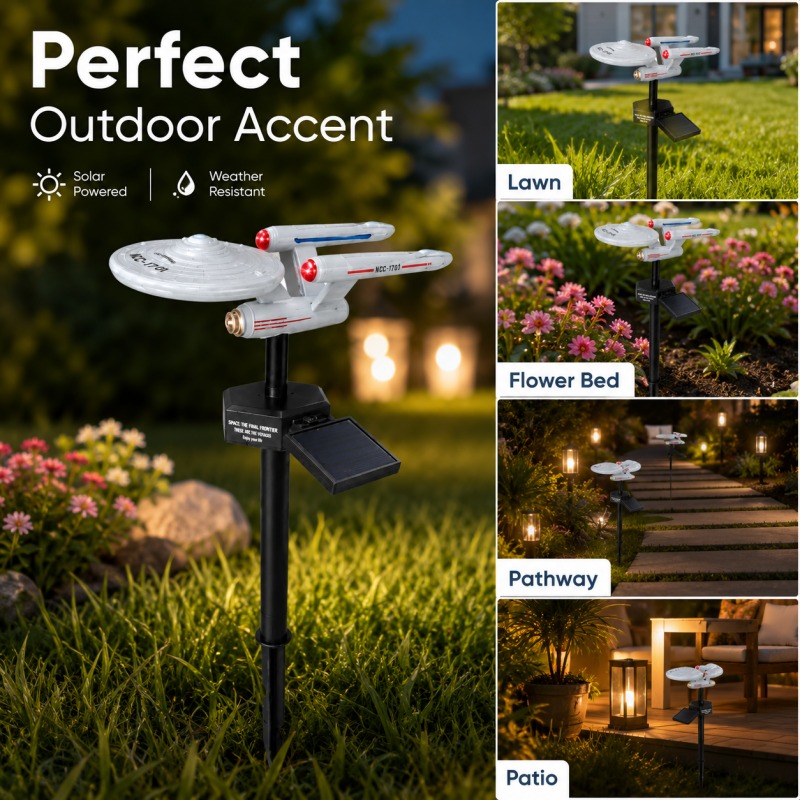 Outdoor Power Outlet Solar - Star Trek USS Enterprise Solar Garden