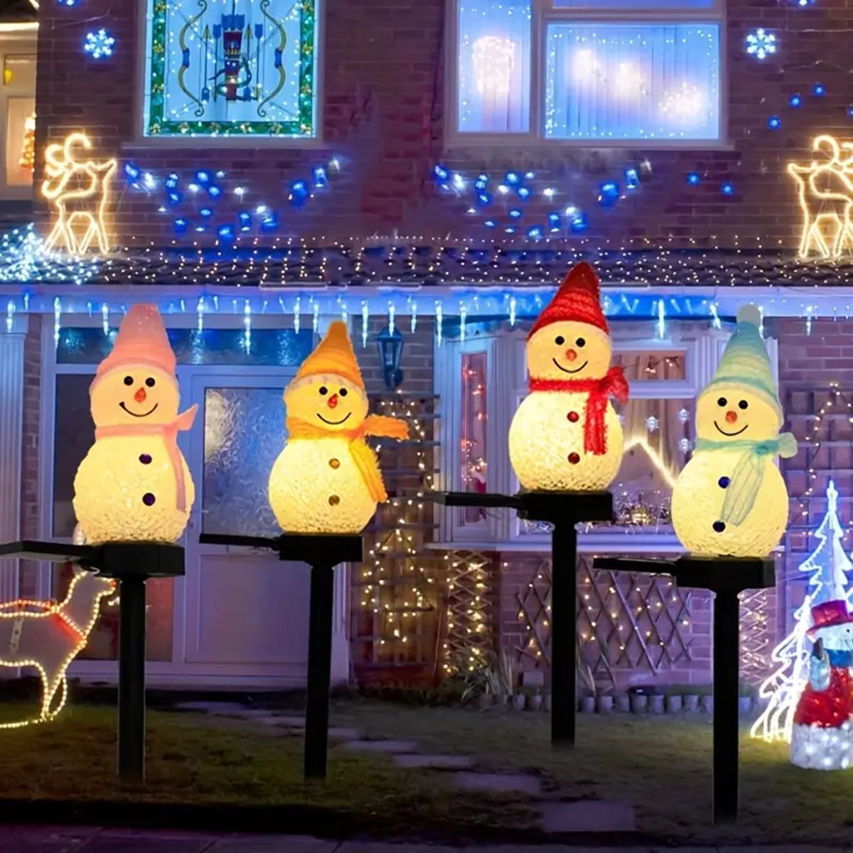 Outdoor Solar Power Xmas Lights - LED Snowman Solar Garden Light Outdoor