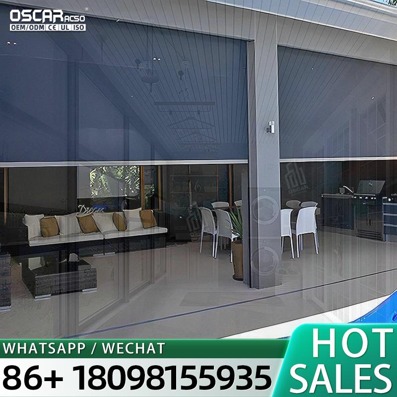 Outdoor Power Blinds - Modern Electric Battery Powered Aluminum White