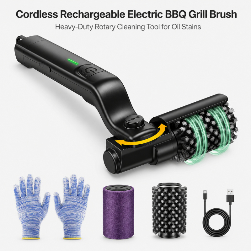 Outdoor Power Tools - Cordless Rechargeable Electric BBQ Grill Brush