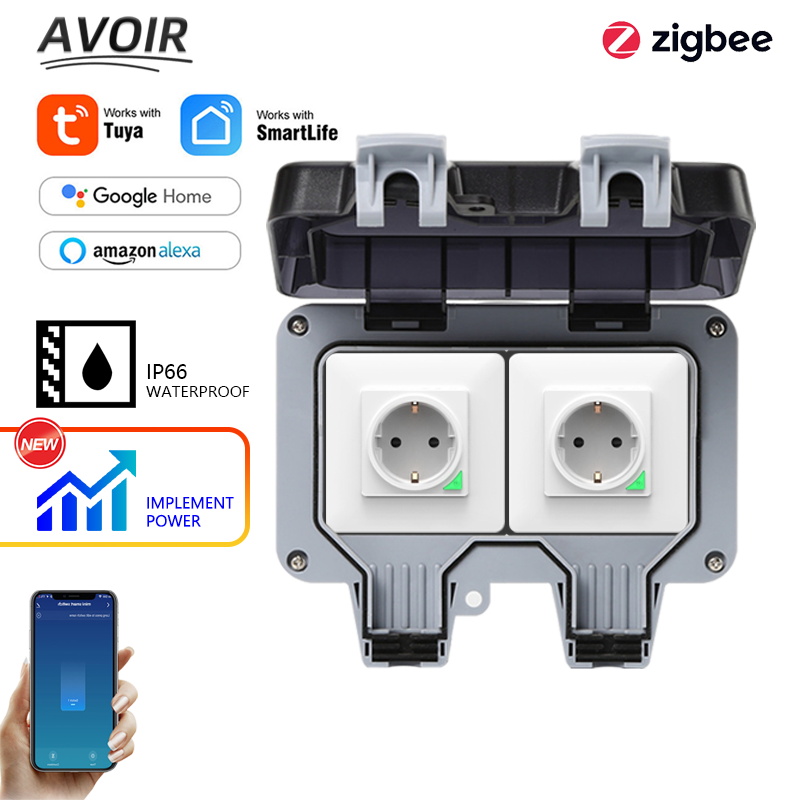 Outdoor Power Solutions - Avoir Tuya Zigbee Electrical Sockets IP66