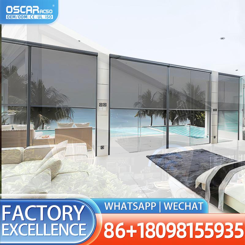 Outdoor Power Blinds - Electric Vertical Roller Blinds Powered Windproof