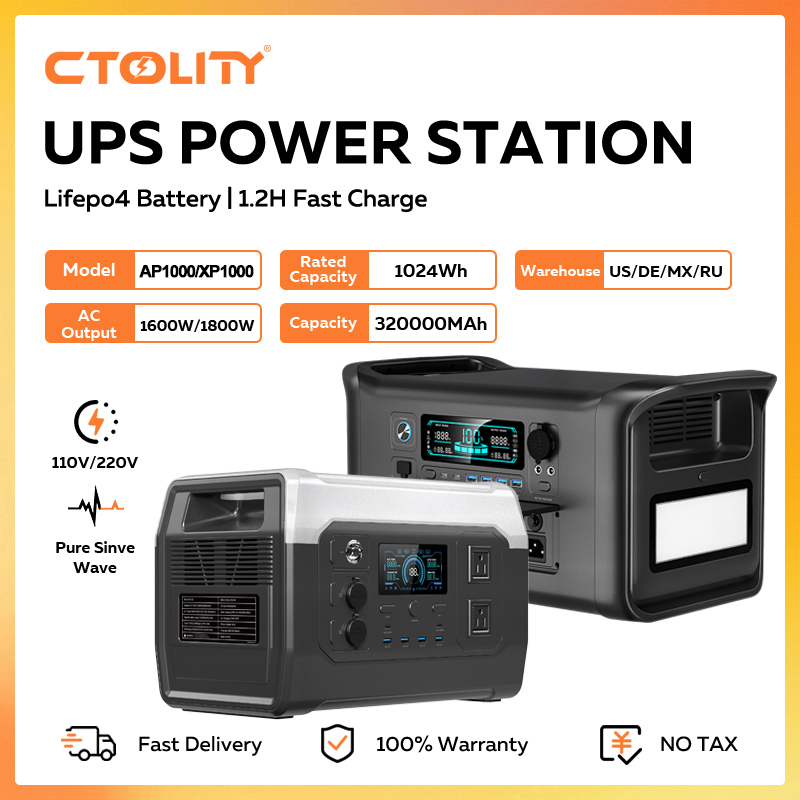 CTOLITY 1800W Portable Power S - Outdoor Power Outlet Solar recension och pris