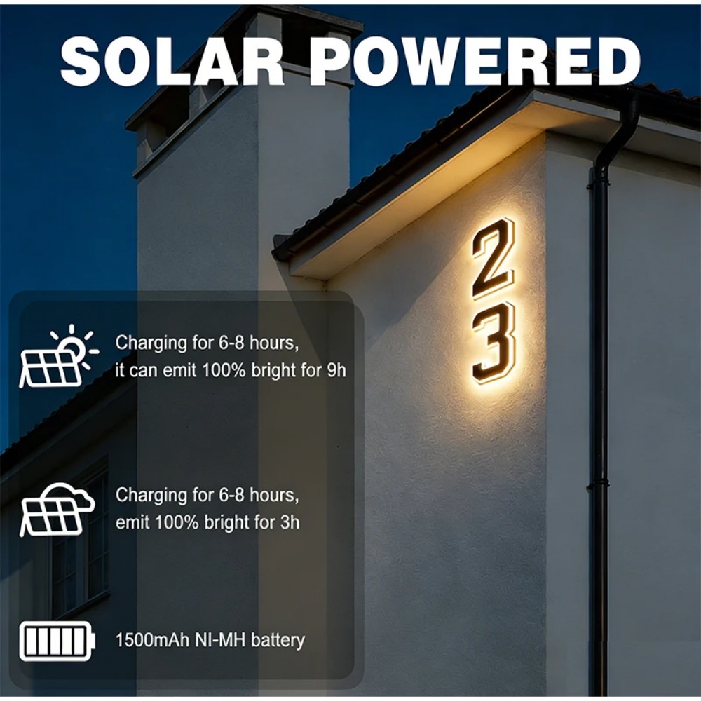 New Solar Address Sign LED Hou - Outdoor Power Outlet Solar recension och pris