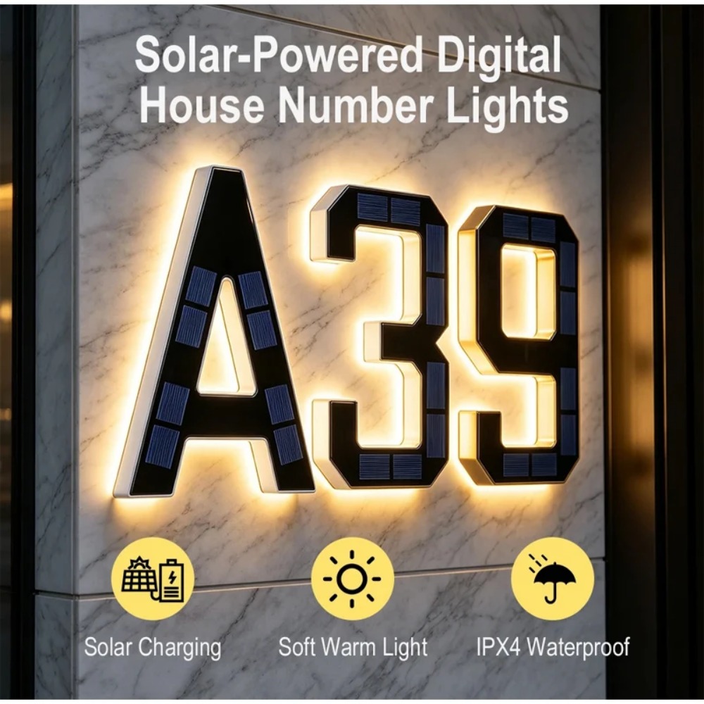 New Solar Address Sign LED Hou - Outdoor Power Outlet Solar recension och pris