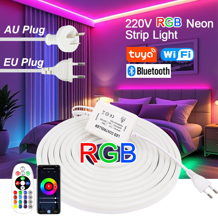 220V RGB LED Neon Strip with E - Outdoor Power Strip recension och pris