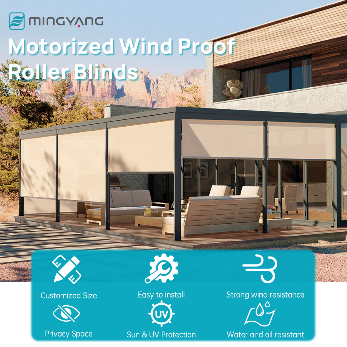 Built-In Waterproof Windproof  - Outdoor Power Blinds recension och pris